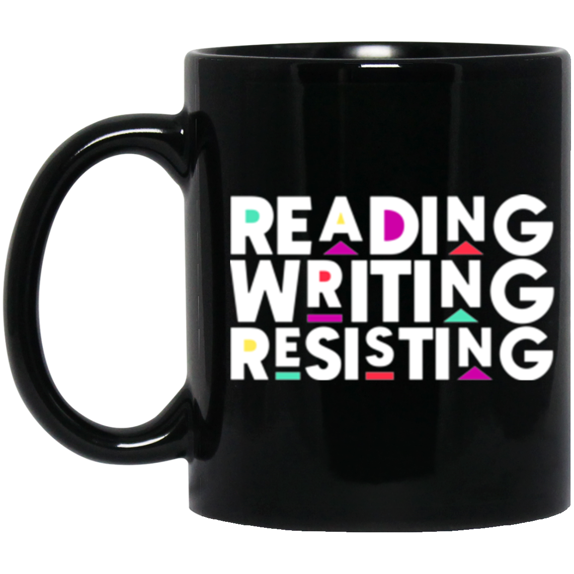 Reading, Writing, Resisting Black Mug (Martin Sitcom Themed)