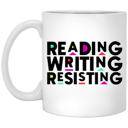 Reading, Writing, Resisting White Mug (Martin Sitcom Themed)