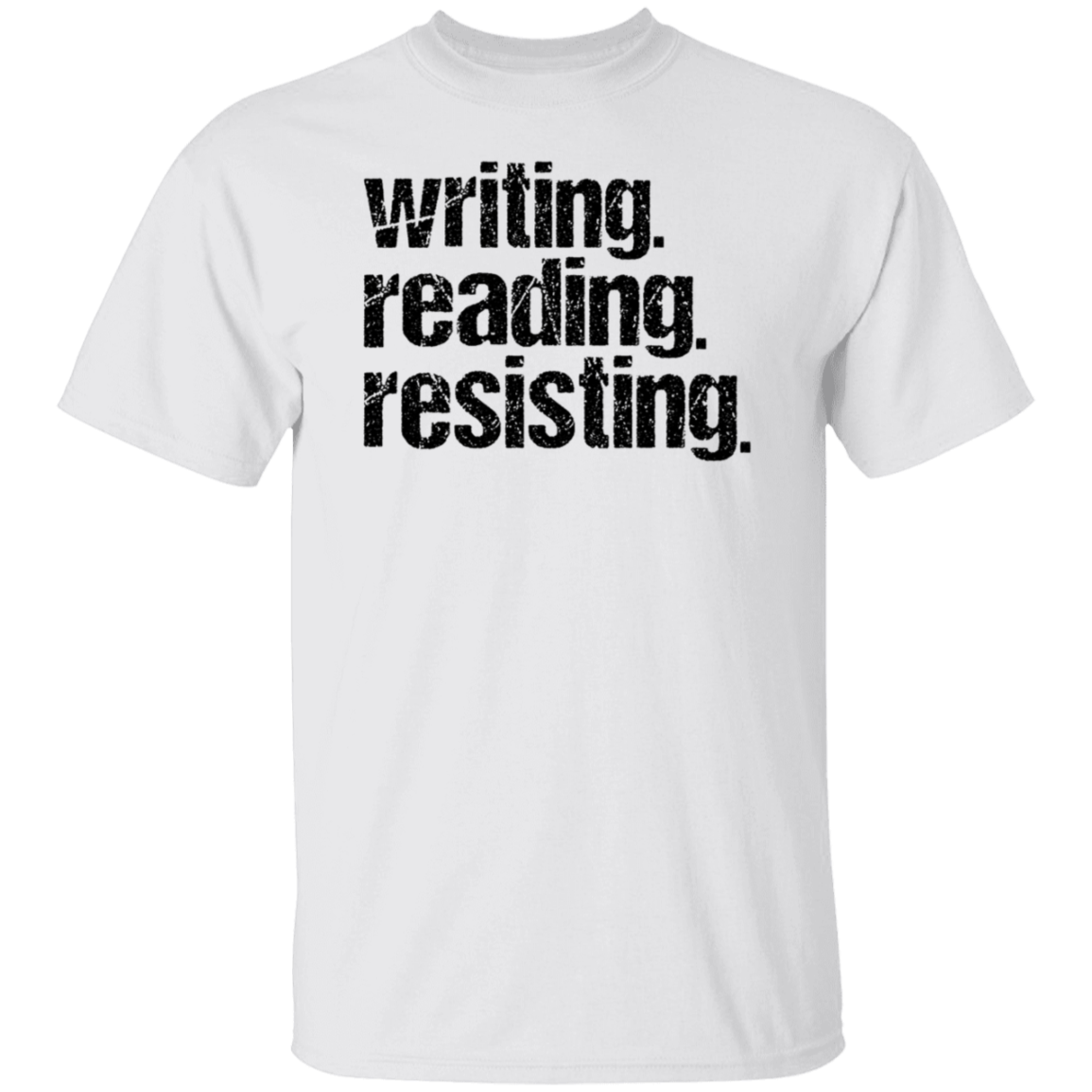 Writing, Reading, Resisting Distressed Unisex Tee