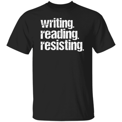 Writing, Reading, Resisting Distressed Unisex Tee