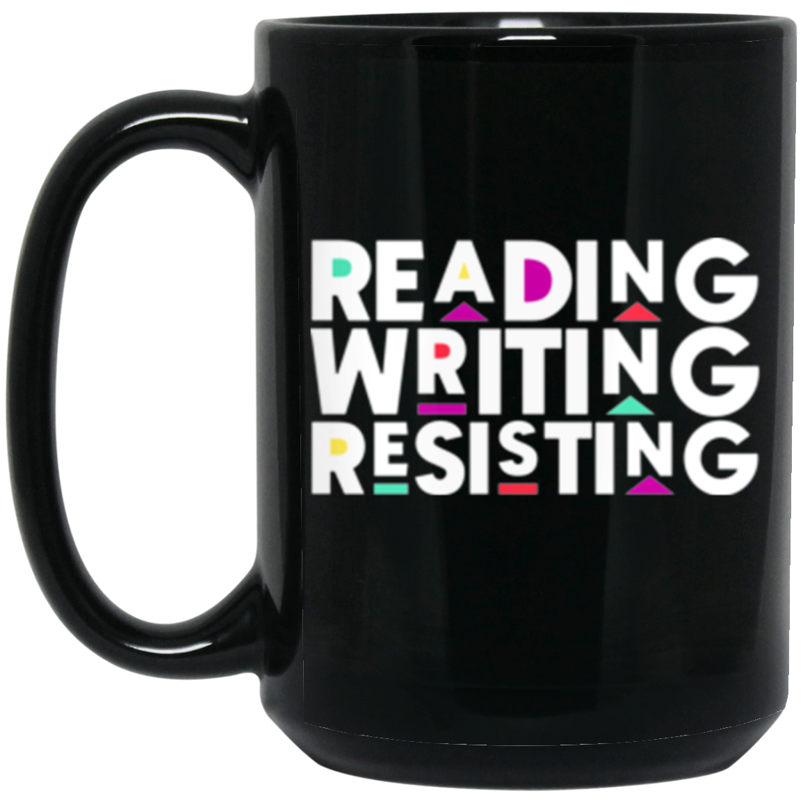 Reading, Writing, Resisting Black Mug (Martin Sitcom Themed)